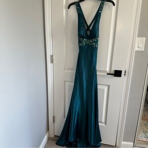 Vintage Y2K Beaded Backless Evening Gown